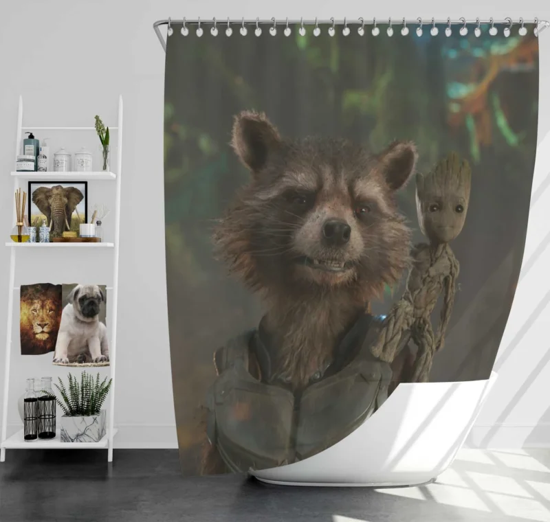 Guardians of the Galaxy Vol. 2: Rocket Raccoon and Groot Shower Curtain