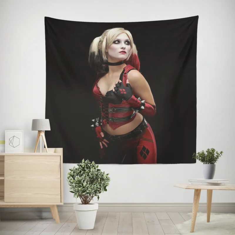 Harley Quinn Cosplay: Embracing Chaos  Wall Tapestry