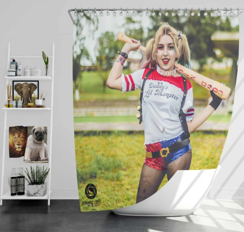 Harley Quinn Cosplay: Unleash the Madness Shower Curtain