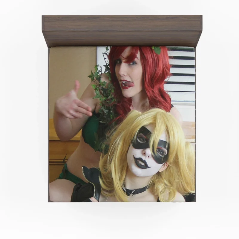 Harley Quinn and Poison Ivy: Dynamic Cosplay Duo Fitted Sheet
