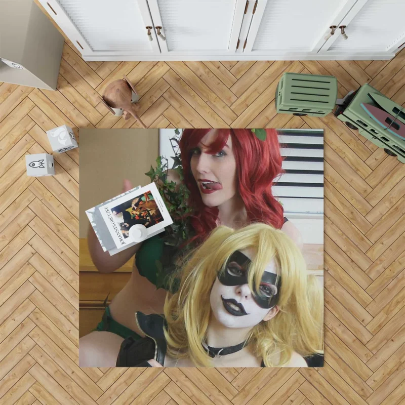 Harley Quinn and Poison Ivy: Dynamic Cosplay Duo Floor Rug