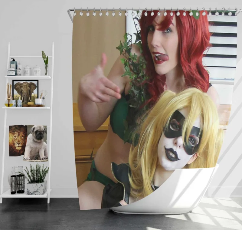 Harley Quinn and Poison Ivy: Dynamic Cosplay Duo Shower Curtain