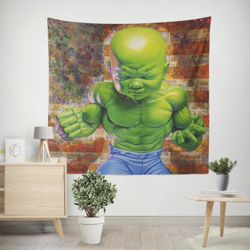 Hulk Boy Comics: A Heroic Journey  Wall Tapestry