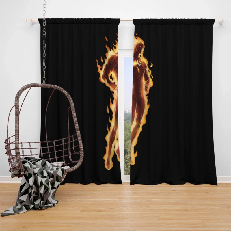 Human Torch: Flames of Fantastic Four Comics Window Curtain