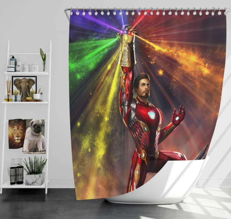 Iron Man Infinity Gauntlet Moment in Avengers Endgame Shower Curtain