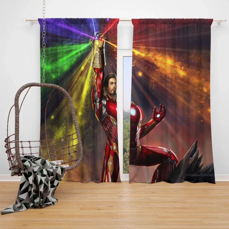 Iron Man Infinity Gauntlet Moment in Avengers Endgame Window Curtain