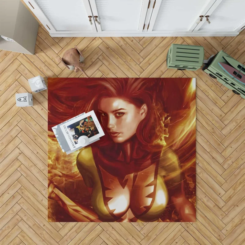 Jean Grey Phoenix Saga in X-Men Comics Floor Rug