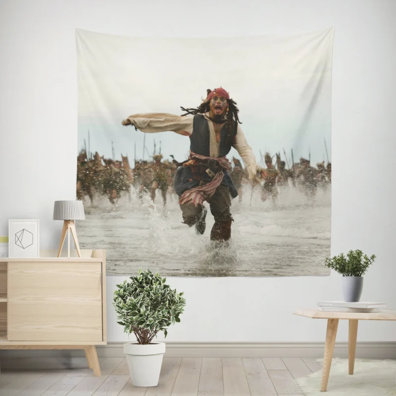 Johnny Depp Adventure in Pirates of the Caribbean  Wall Tapestry