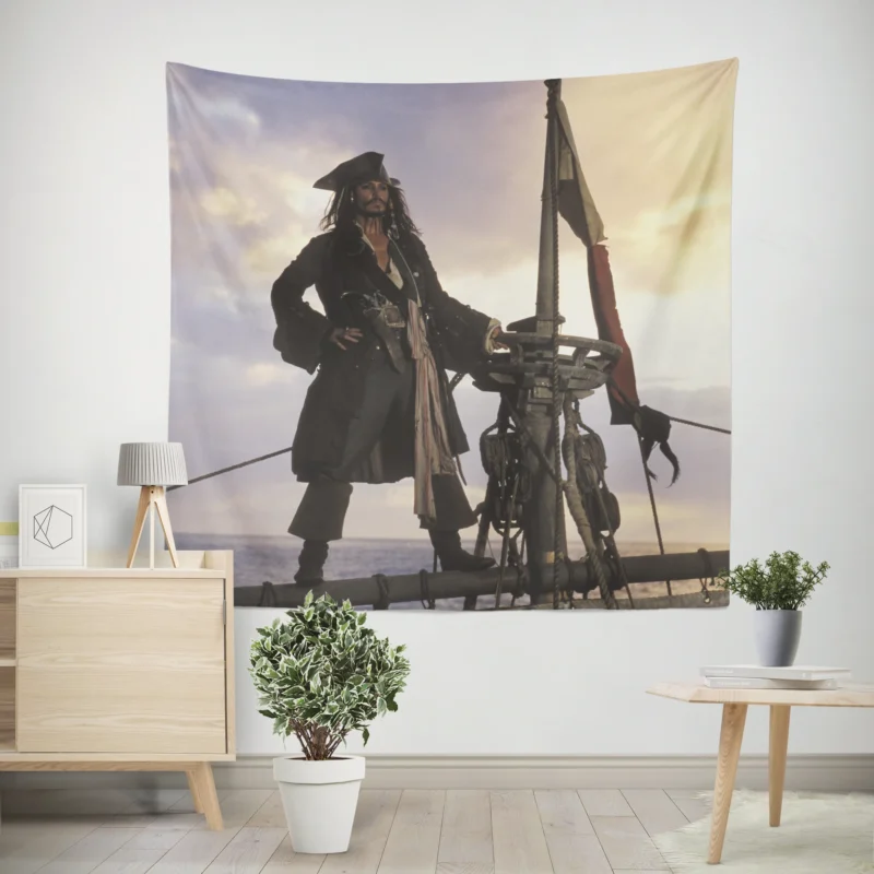 Johnny Depp Debut as Jack Sparrow  Wall Tapestry