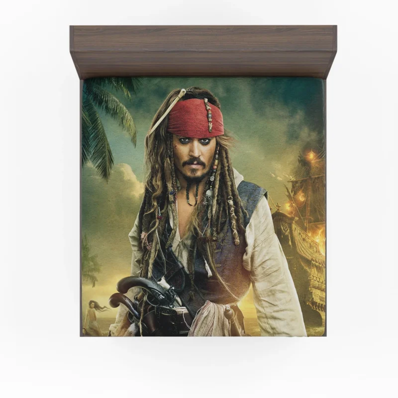 Johnny Depp Iconic Jack Sparrow in Pirates of the Caribbean Fitted Sheet