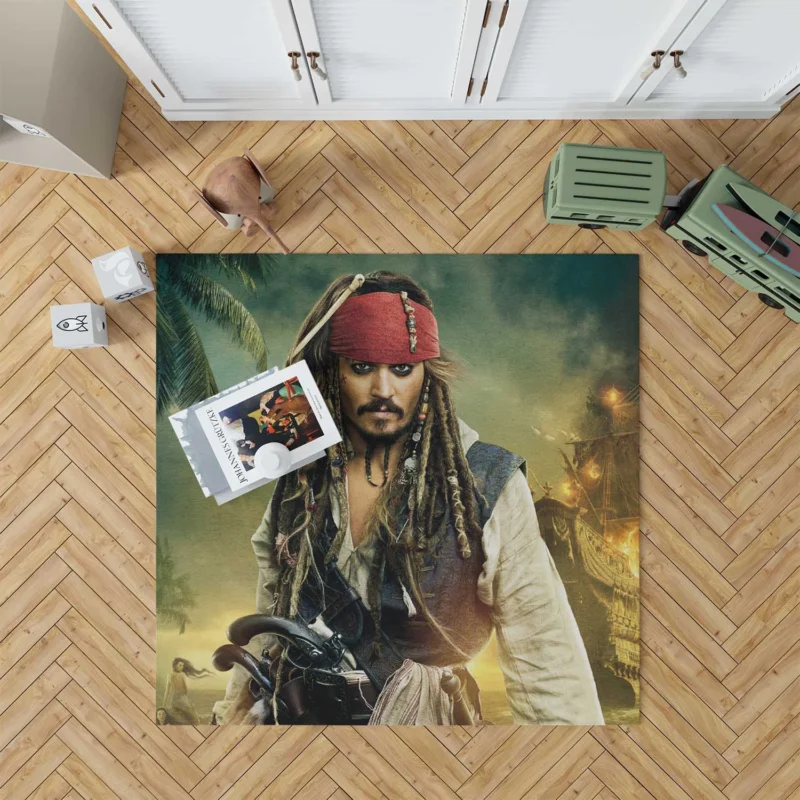 Johnny Depp Iconic Jack Sparrow in Pirates of the Caribbean Floor Rug