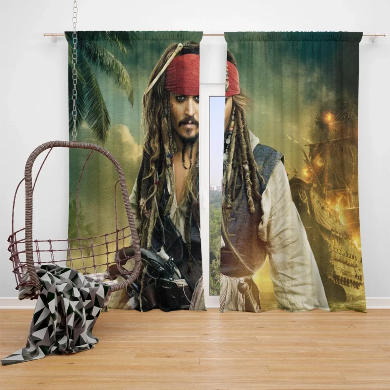 Johnny Depp Iconic Jack Sparrow in Pirates of the Caribbean Window Curtain