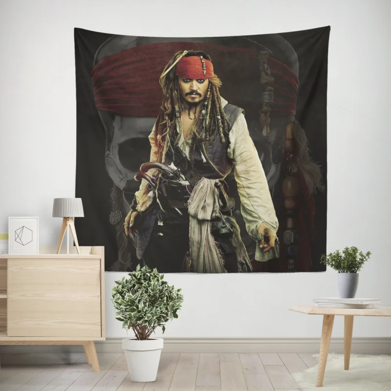 Johnny Depp as Captain Jack Sparrow  Wall Tapestry