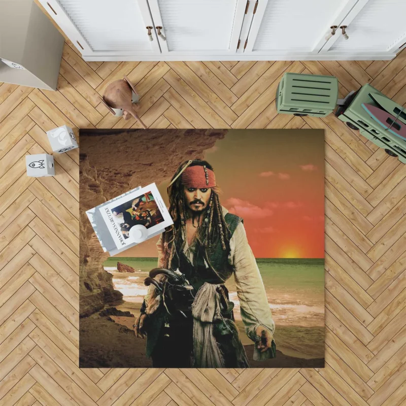 Johnny Depp as Jack Sparrow in Pirates of the Caribbean Floor Rug