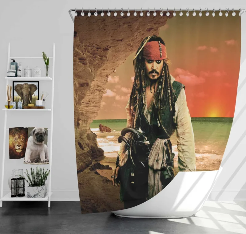 Johnny Depp as Jack Sparrow in Pirates of the Caribbean Shower Curtain