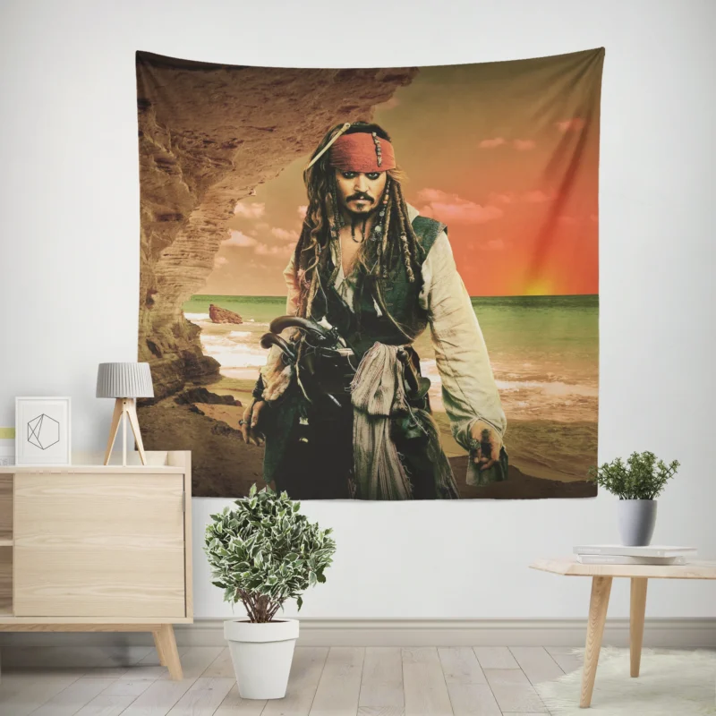 Johnny Depp as Jack Sparrow in Pirates of the Caribbean  Wall Tapestry