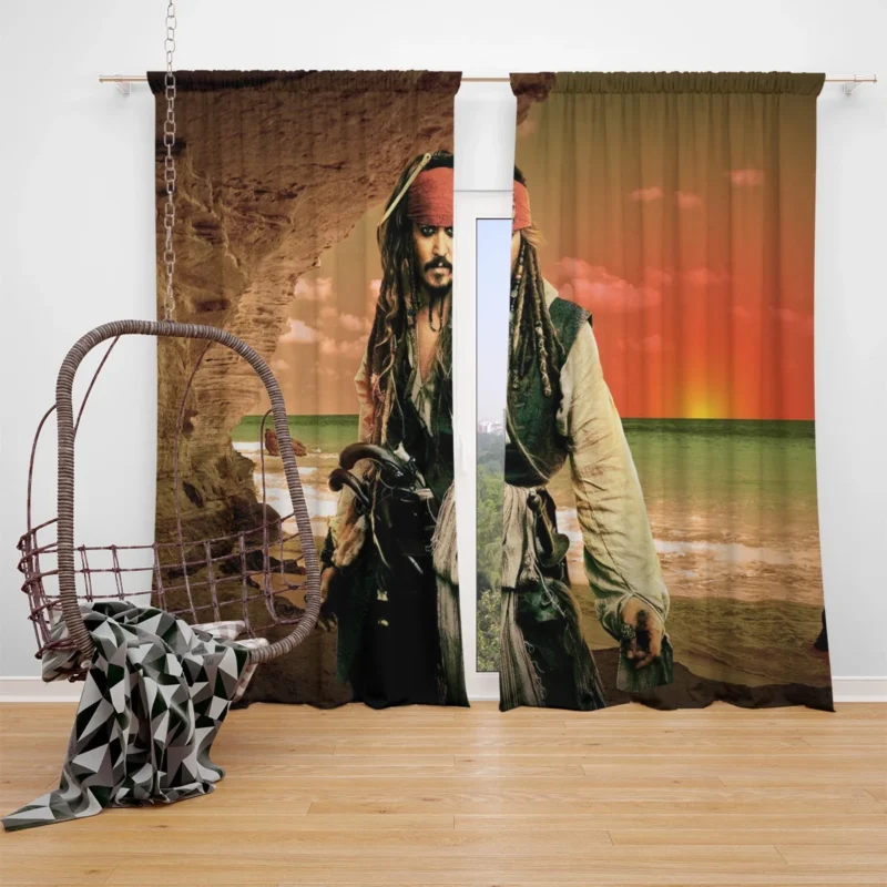 Johnny Depp as Jack Sparrow in Pirates of the Caribbean Window Curtain