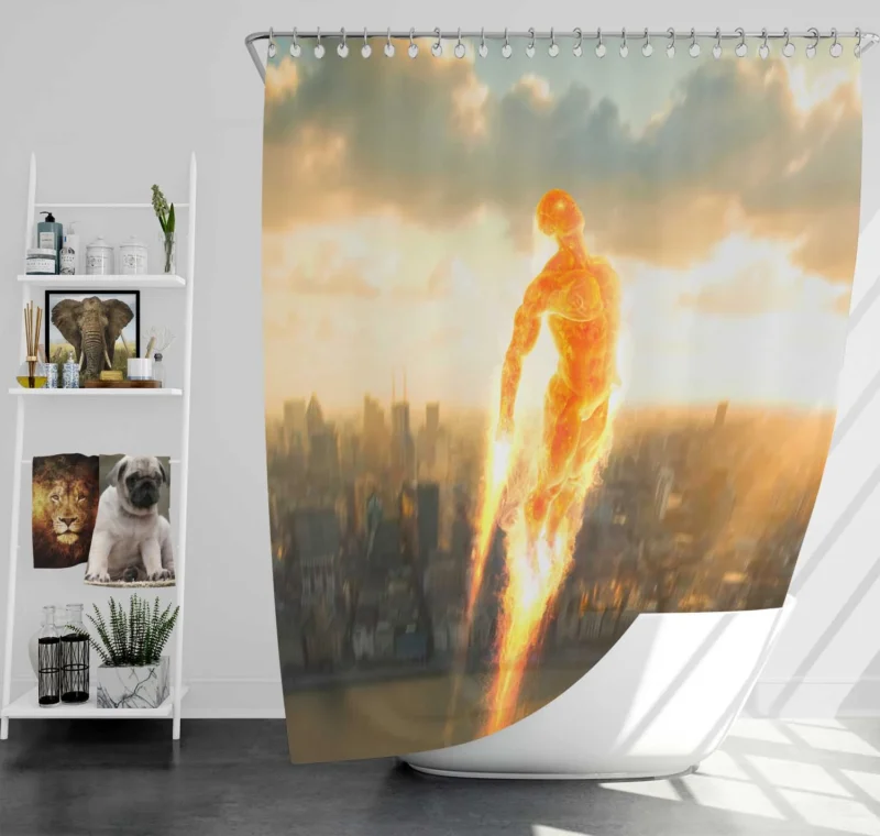 Johnny Storm as Human Torch in Comics Shower Curtain