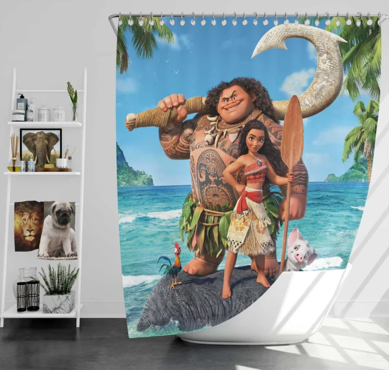 Join Maui and Moana Journey in Disney Moana Shower Curtain
