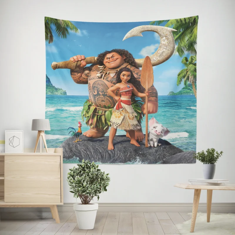 Join Maui and Moana Journey in Disney Moana  Wall Tapestry
