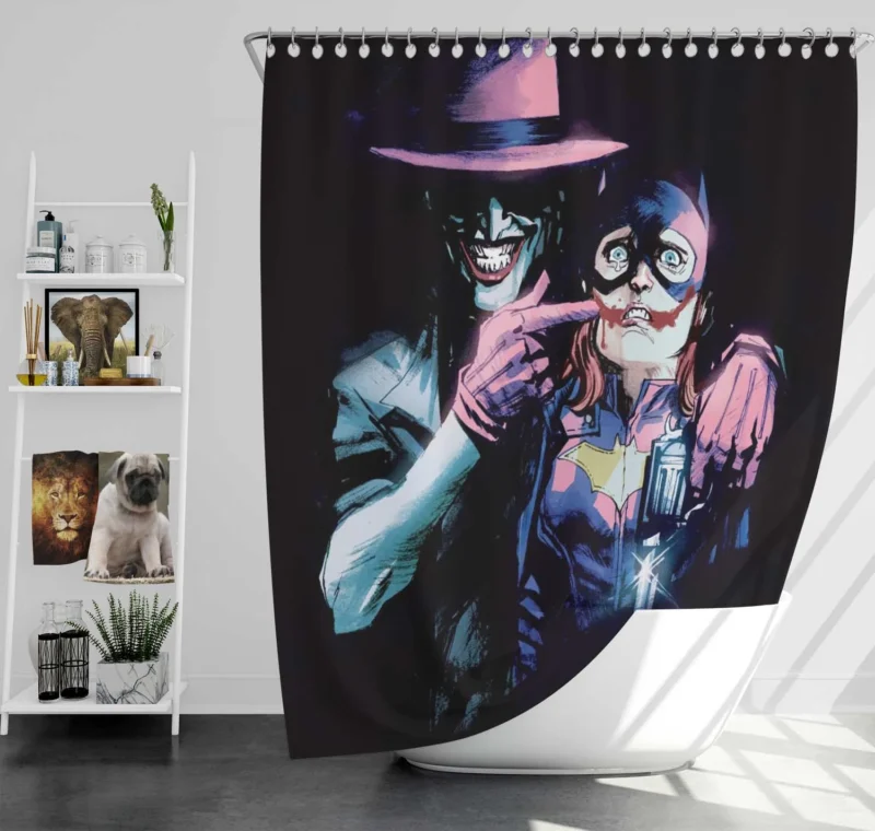 Joker Confrontation with Batgirl in DC Comics Shower Curtain