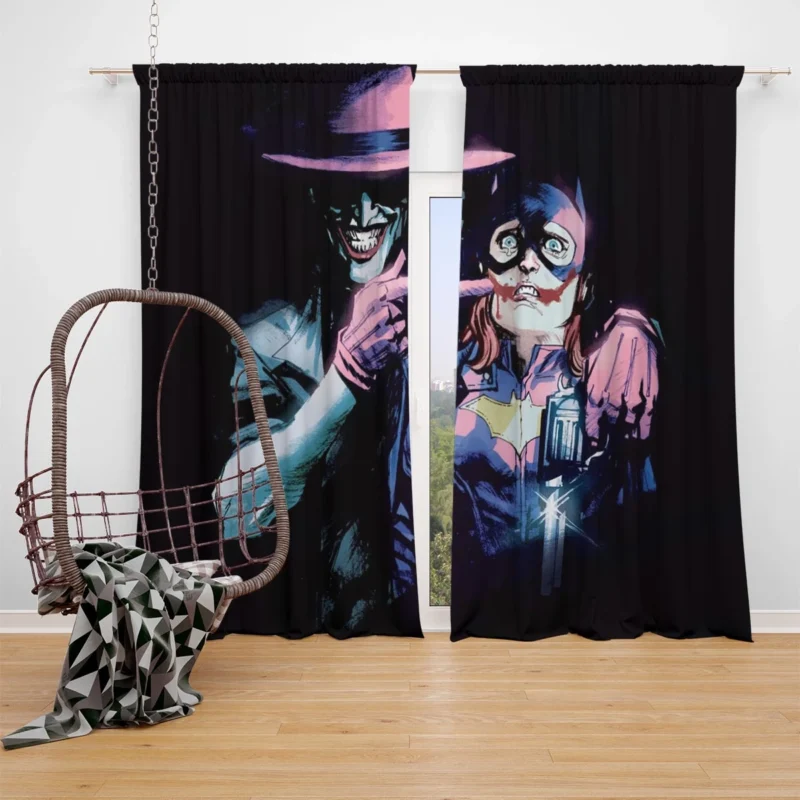 Joker Confrontation with Batgirl in DC Comics Window Curtain