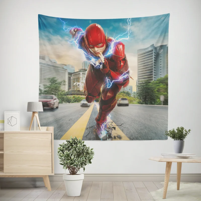 Justice League (2017): Flash Fast-Paced Action  Wall Tapestry