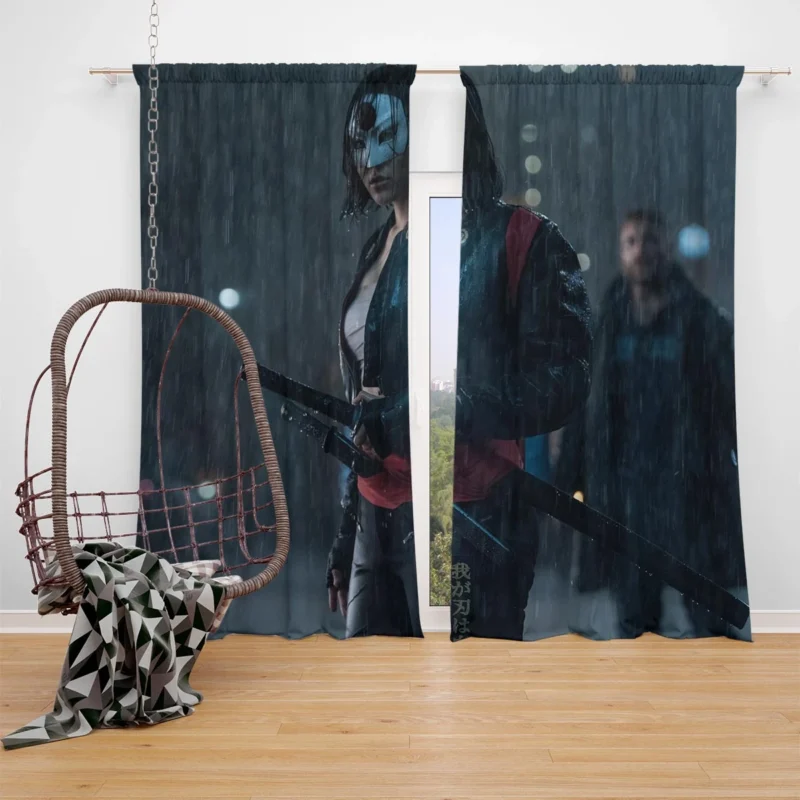 Katana Action in Suicide Squad Window Curtain
