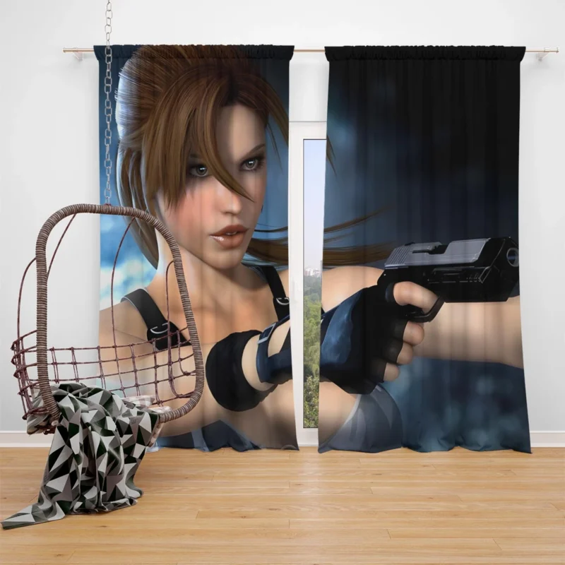 Lara Croft Tomb Raider Fantasy Game Window Curtain