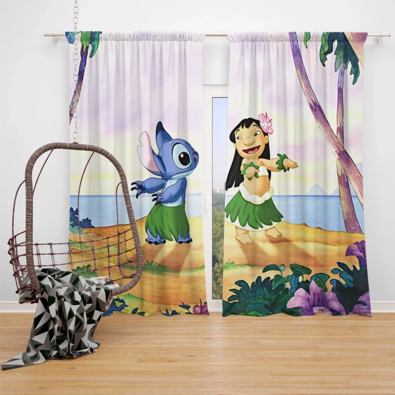Lilo & Stitch: Friendship and Ohana Window Curtain