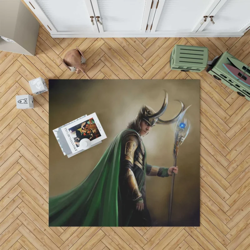 Loki: The Norse God of Mischief in The Avengers Floor Rug