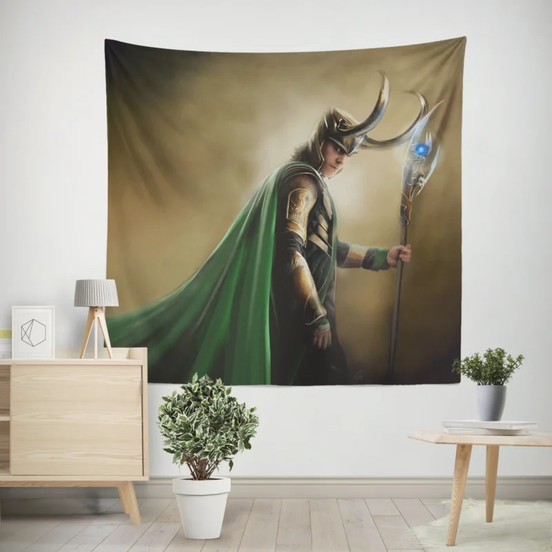 Loki: The Norse God of Mischief in The Avengers  Wall Tapestry