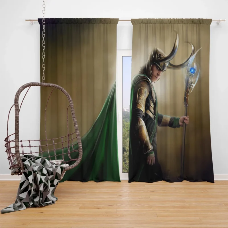 Loki: The Norse God of Mischief in The Avengers Window Curtain