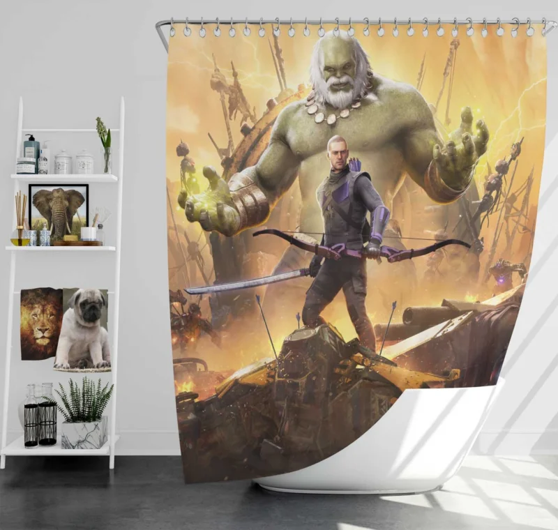 Marvel Avengers Video Game: Hawkeye Spotlight Shower Curtain