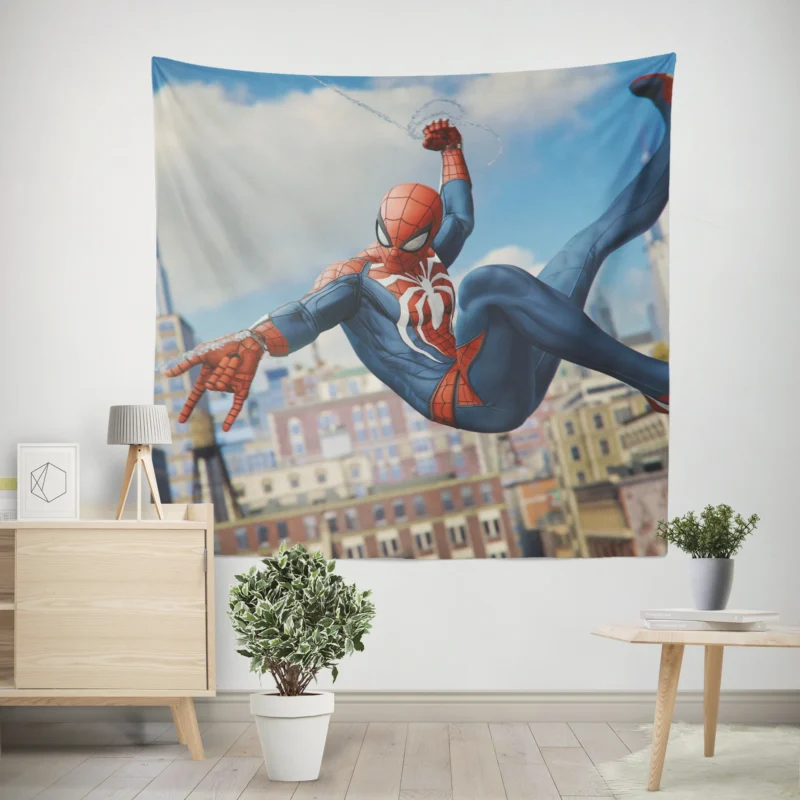 Marvel Spider-Man (PS4): Web-Slinging Action  Wall Tapestry