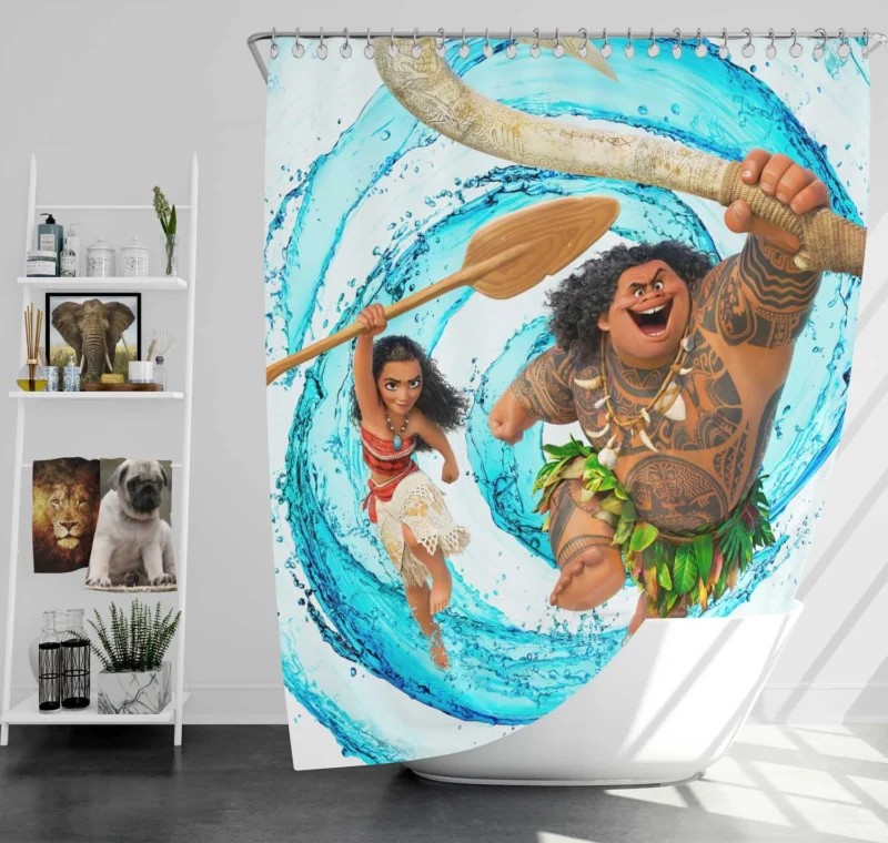 Maui and Moana Dynamic in Disney Moana Shower Curtain