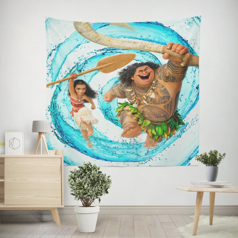 Maui and Moana Dynamic in Disney Moana  Wall Tapestry