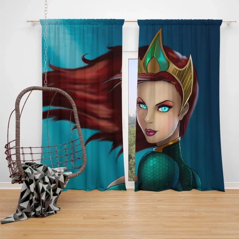 Mera Cosplay: Embody the Aquatic Hero Window Curtain