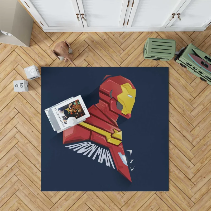 Minimalist Iron Man Comics Floor Rug