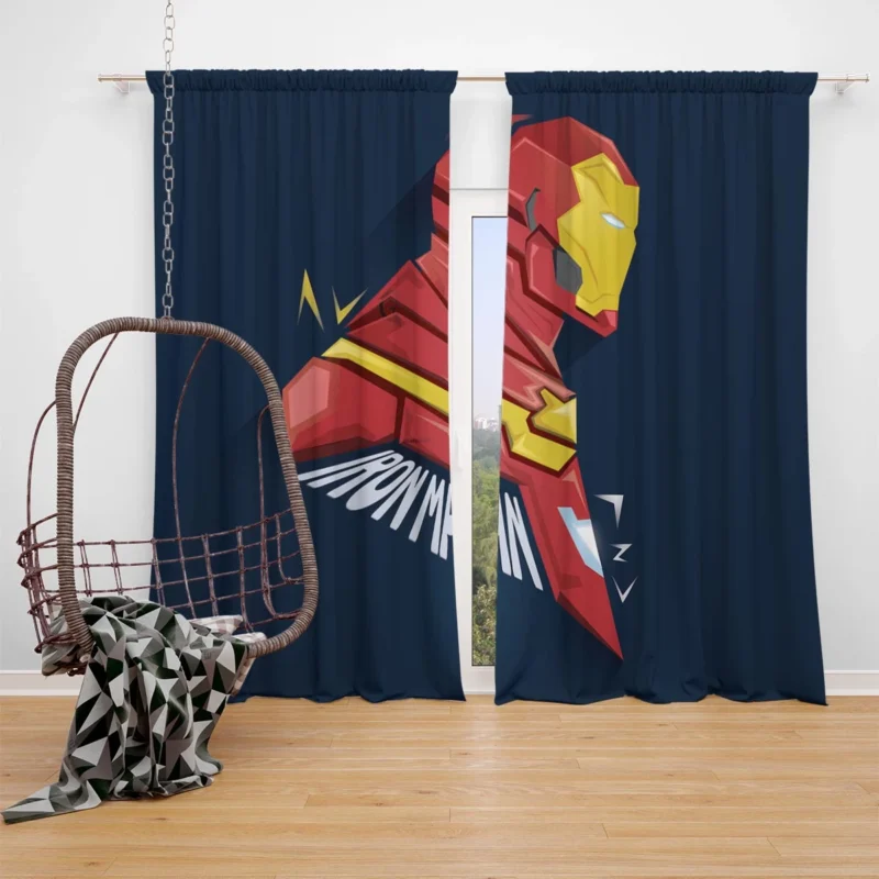 Minimalist Iron Man Comics Window Curtain