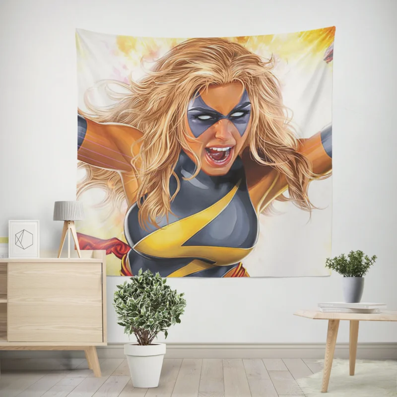 Ms. Marvel Comics: Explore the Heroic Journey  Wall Tapestry