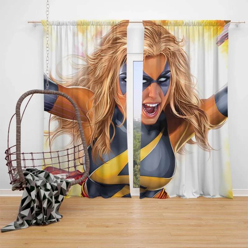 Ms. Marvel Comics: Explore the Heroic Journey Window Curtain