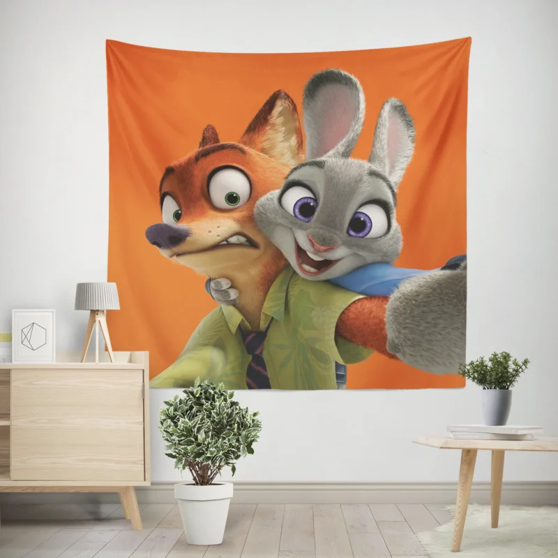 Nick Wilde and Judy Hopps: Zootopia Dynamic Duo  Wall Tapestry