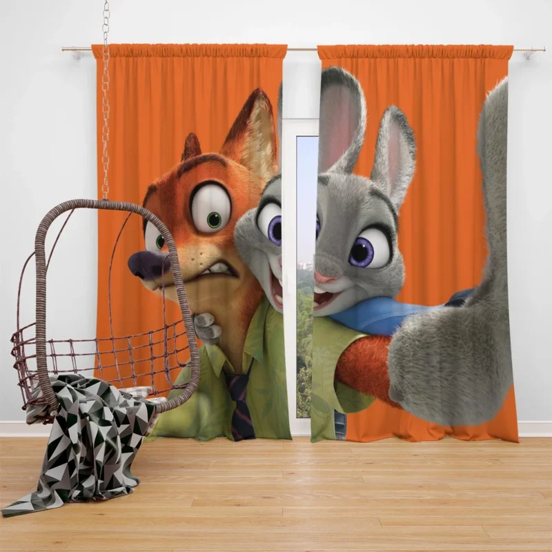 Nick Wilde and Judy Hopps: Zootopia Dynamic Duo Window Curtain