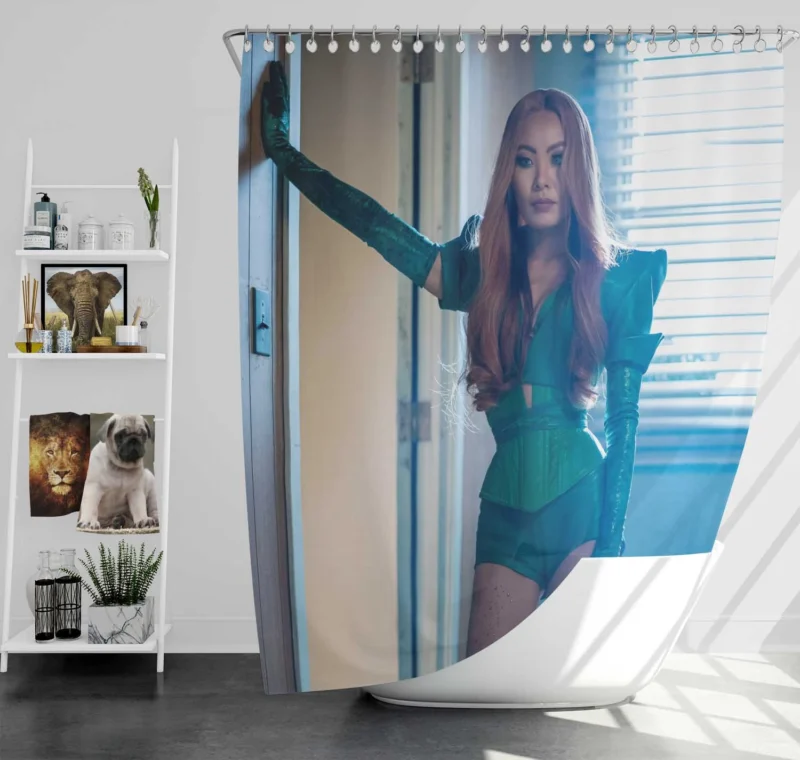 Nicole Kang as Batwoman Faces Poison Ivy Threat Shower Curtain