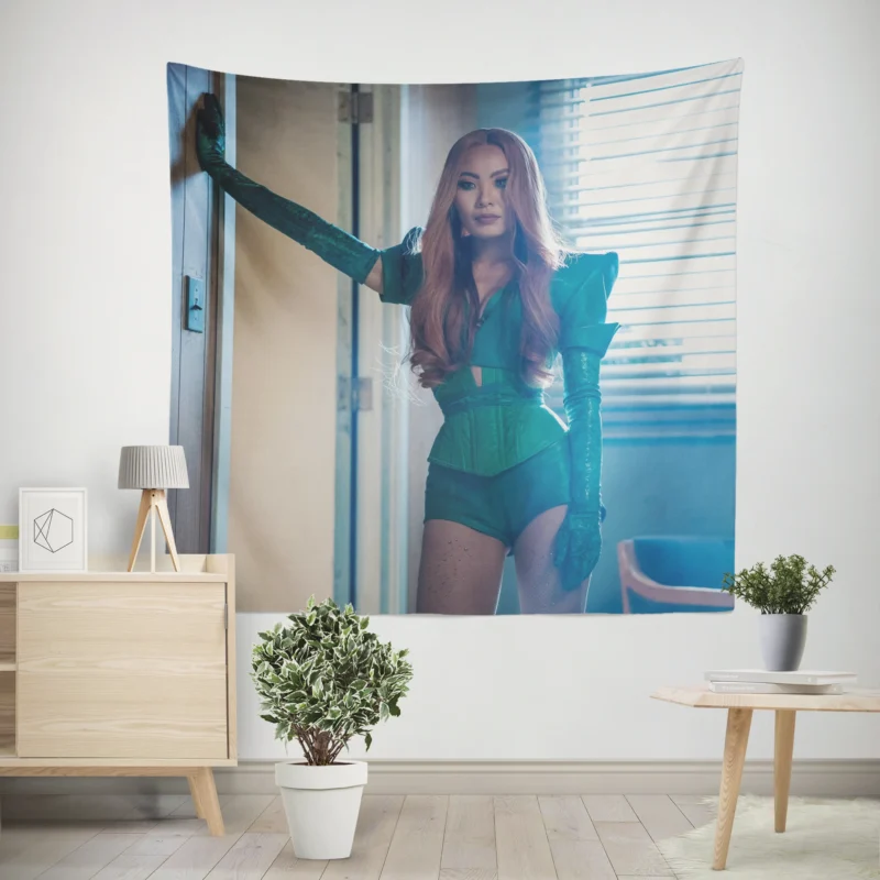 Nicole Kang as Batwoman Faces Poison Ivy Threat  Wall Tapestry