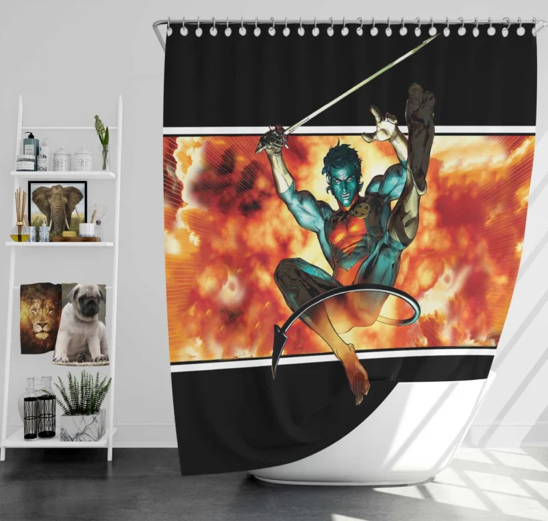 Nightcrawler Wallpaper: Marvel Intriguing Hero Shower Curtain