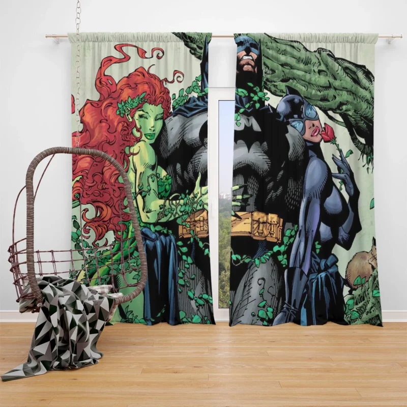 Poison Ivy and Catwoman: Partners in Batman Comics Window Curtain