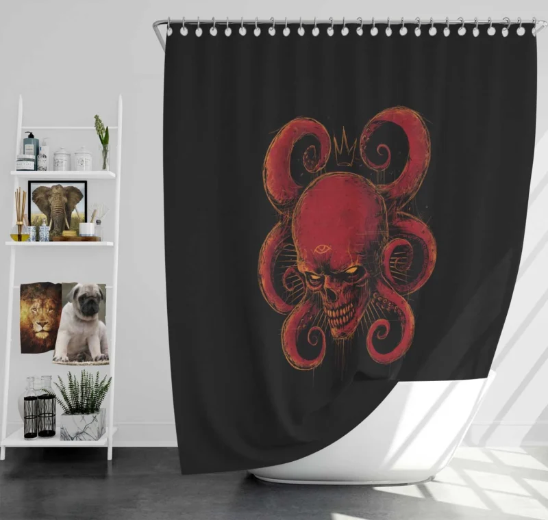 Red Skull Comics: Delve into the World of Evil Shower Curtain