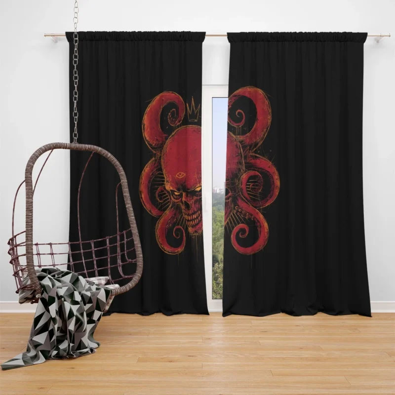 Red Skull Comics: Delve into the World of Evil Window Curtain